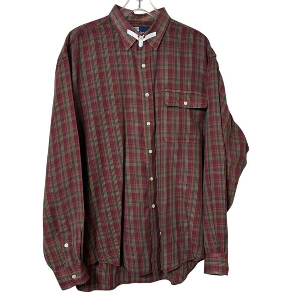 Vintage 90s Polo Ralph Lauren Rayon Long Sleeve Plaid Button-up Shirt - Size XL - Picture 1 of 7